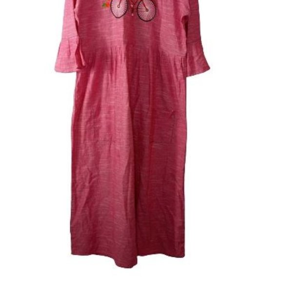 Anjushree Choice Bicycle Embroidered Midi Dress with Pockets - Picture 2 of 6